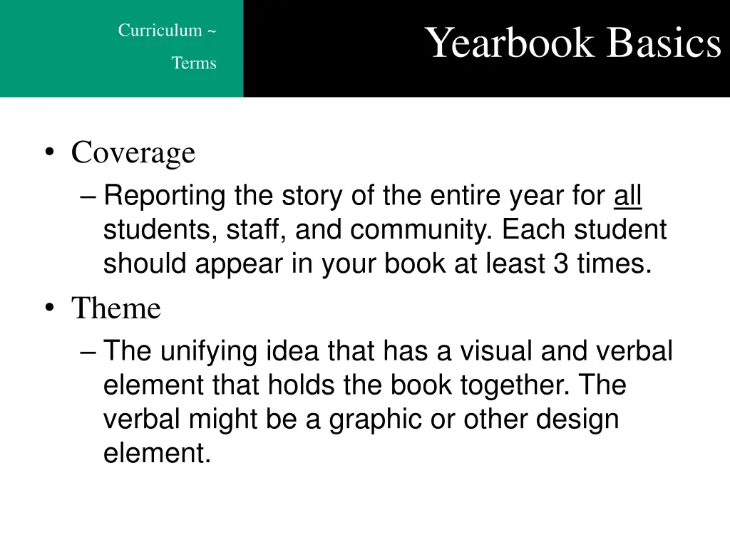 yearbook basics