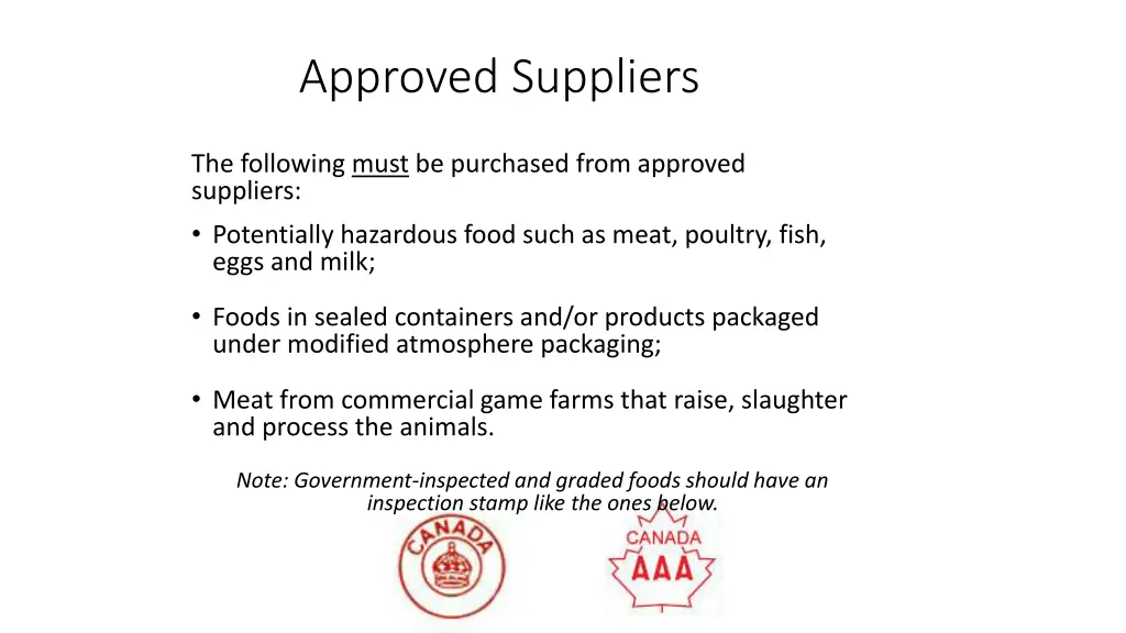 approved suppliers