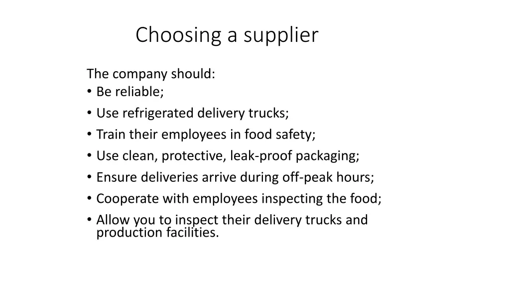 choosing a supplier