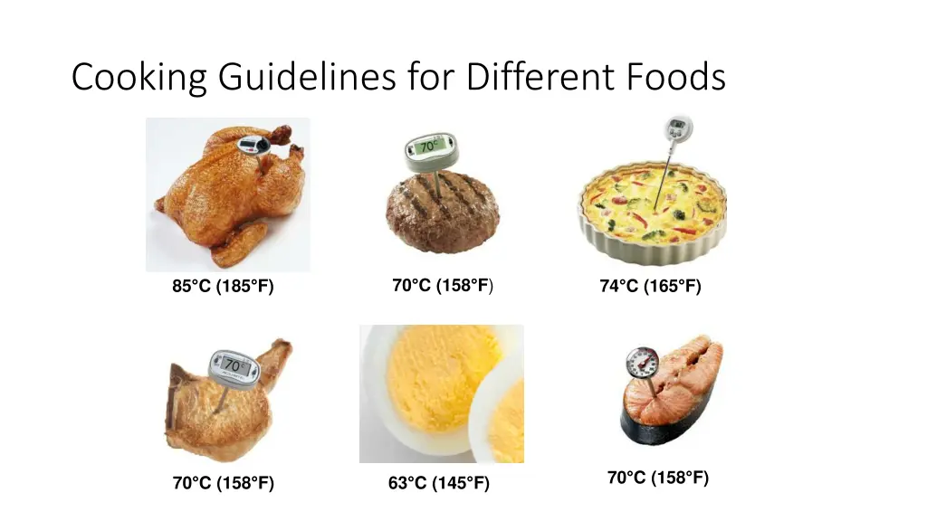 cooking guidelines for different foods