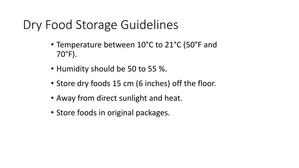 dry food storage guidelines