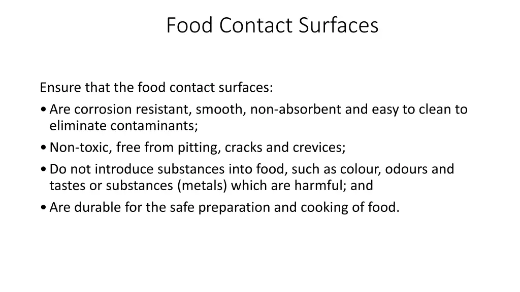 food contact surfaces