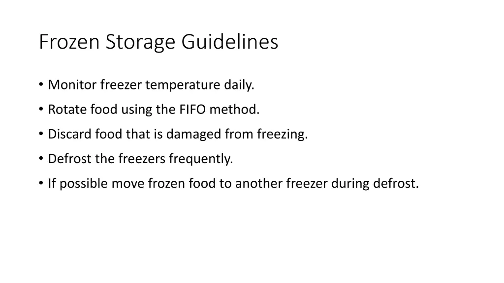 frozen storage guidelines