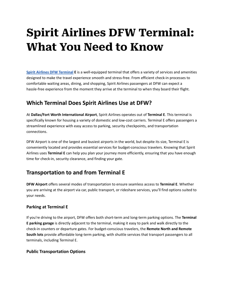 spirit airlines dfw terminal what you need to know