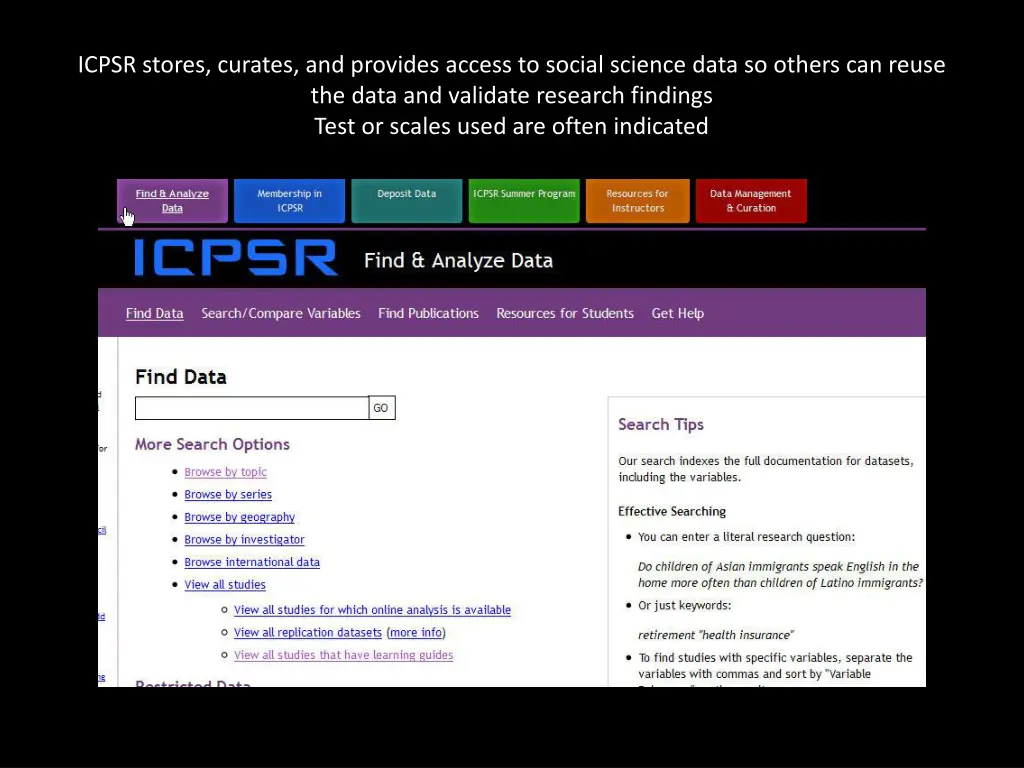 icpsr stores curates and provides access