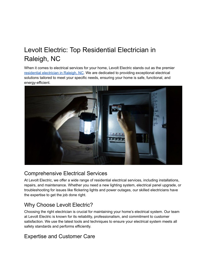 levolt electric top residential electrician