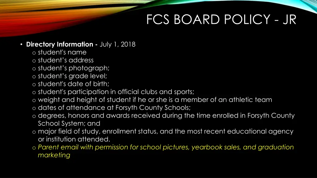 fcs board policy jr