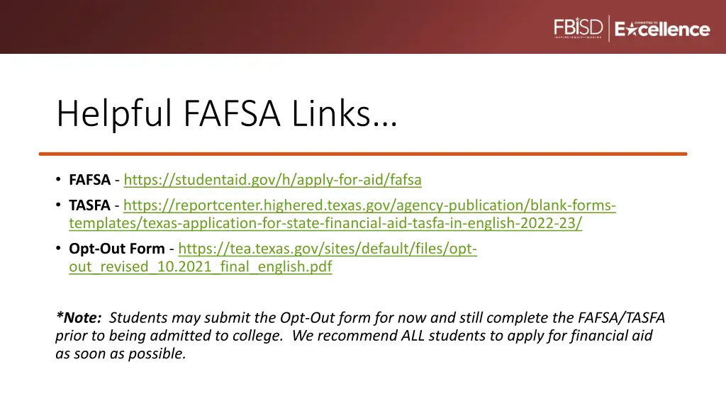 helpful fafsa links