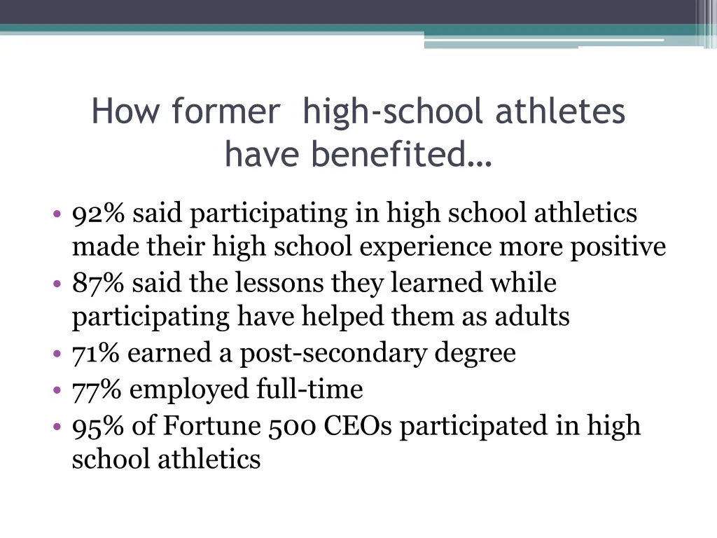 how former high school athletes have benefited