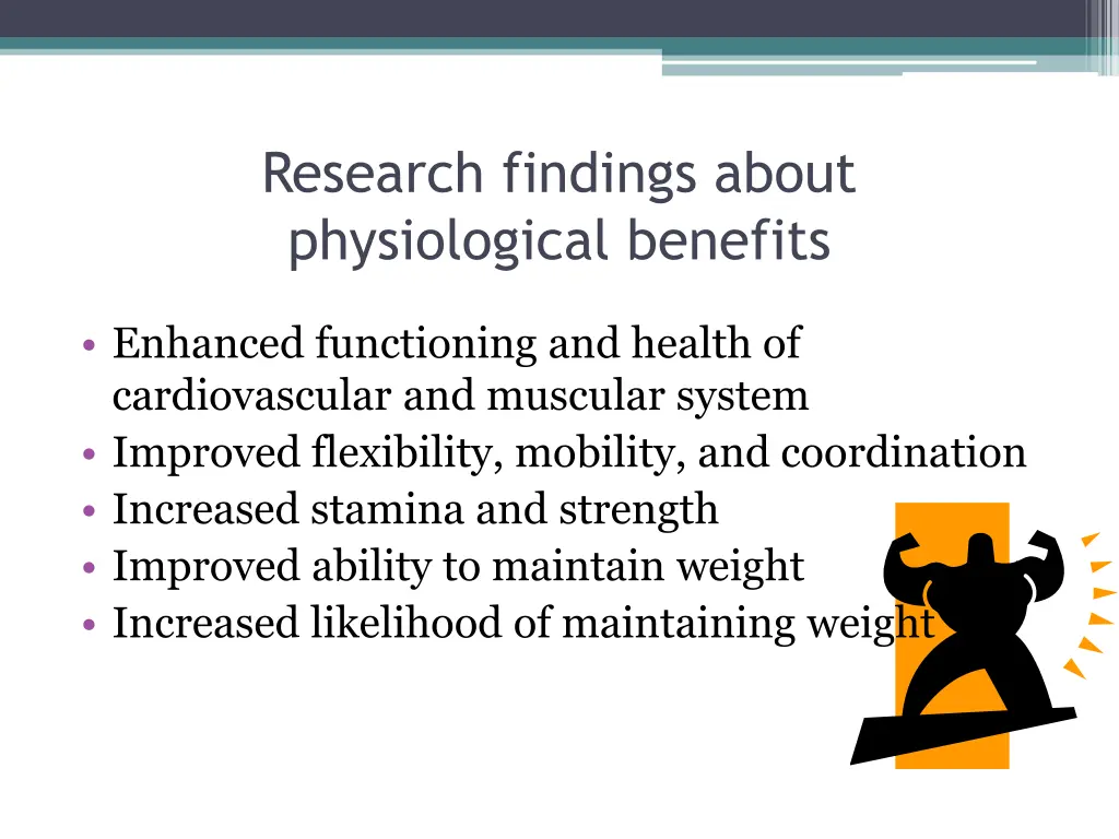 research findings about physiological benefits