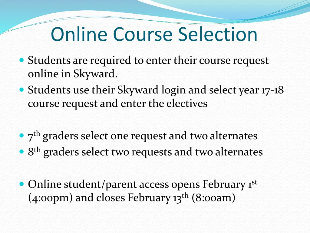 online course selection