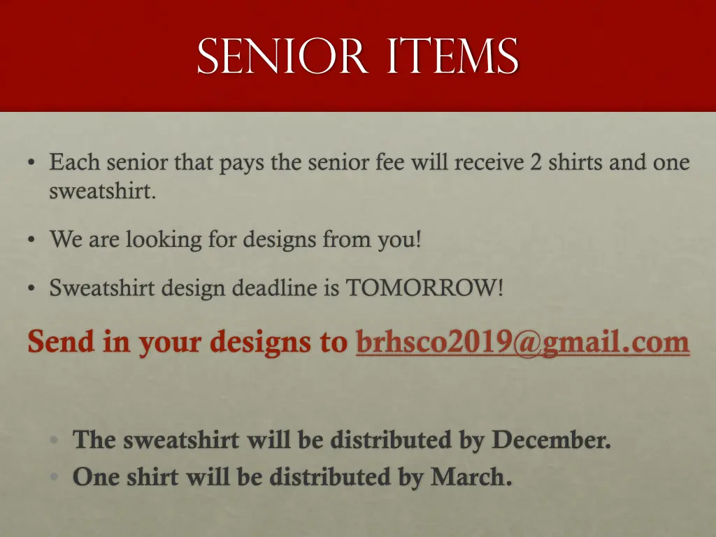 senior items