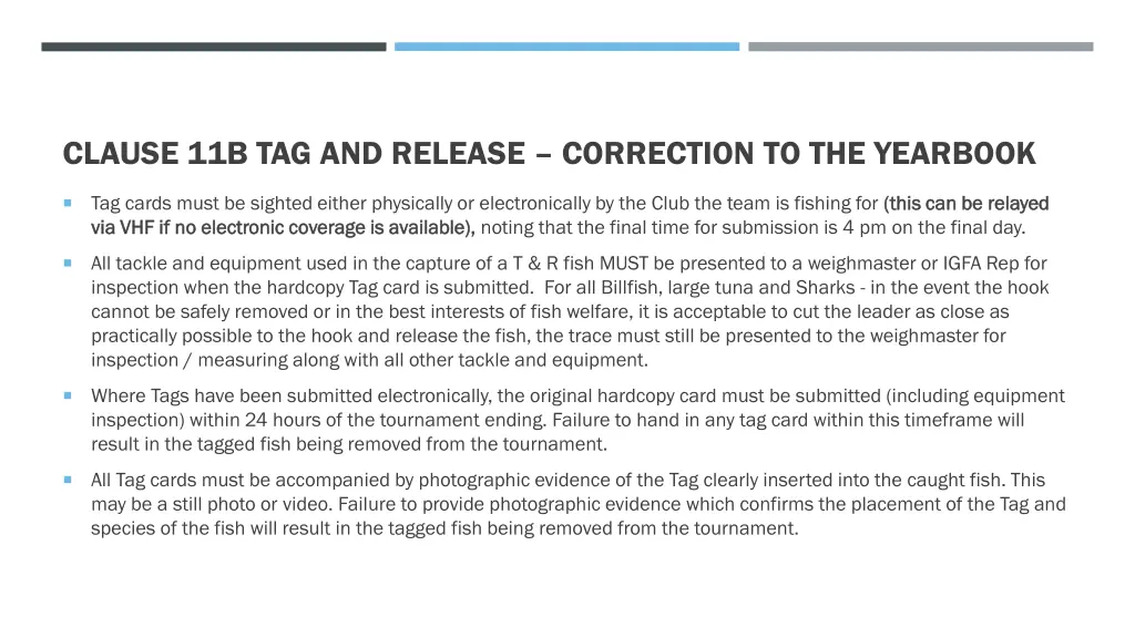 clause 11b tag and release correction