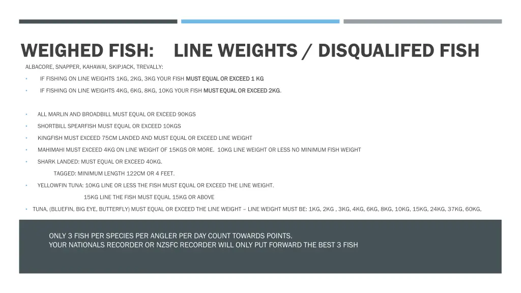 weighed fish line weights disqualifed fish