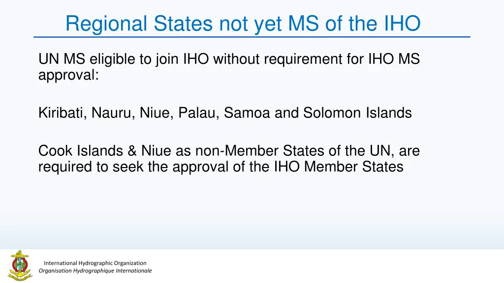 regional states not yet ms of the iho