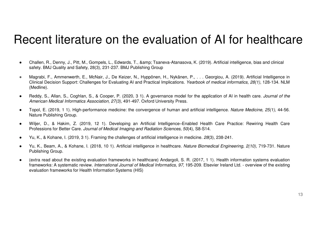 recent literature on the evaluation