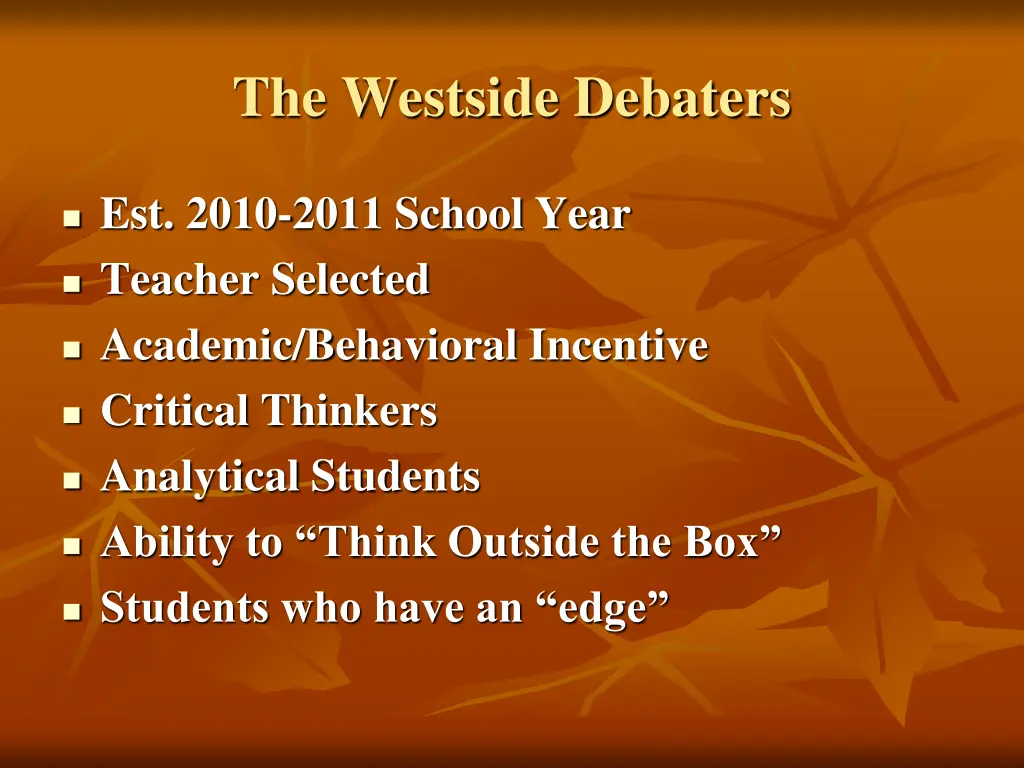 the westside debaters 1