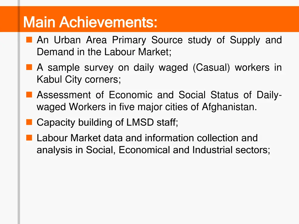 main achievements main achievements an urban area