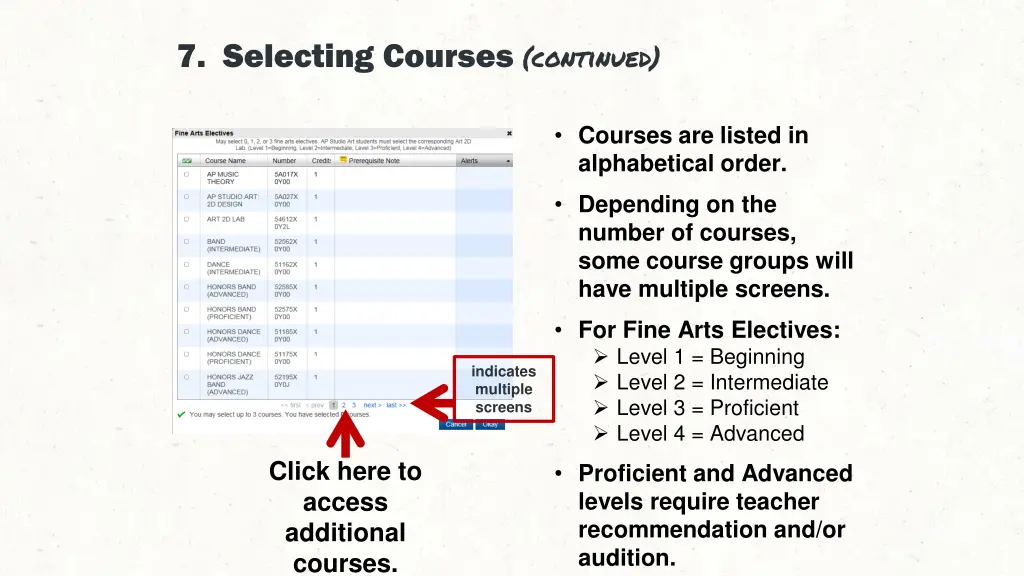 7 selecting courses continued