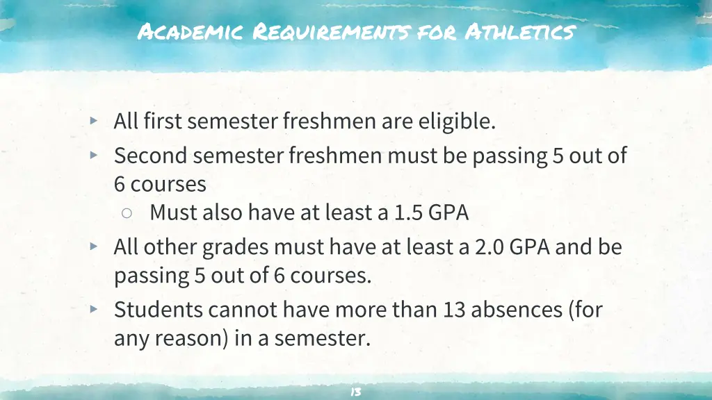 academic requirements for athletics