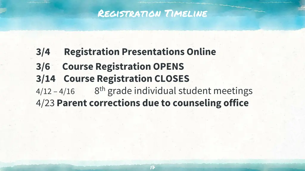 registration timeline