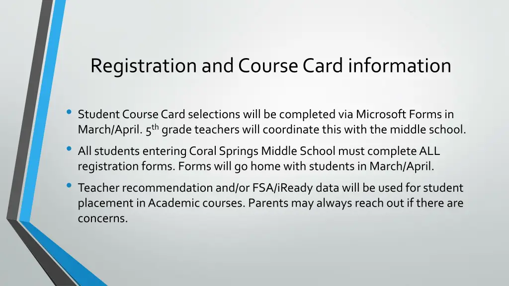 registration and course card information