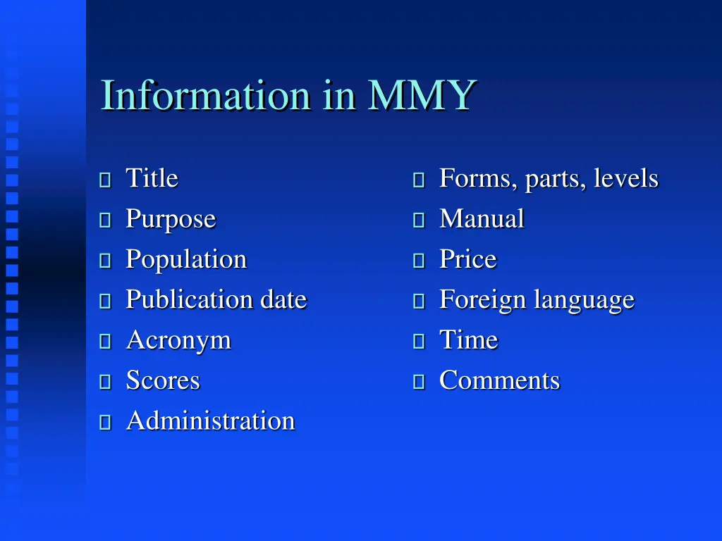 information in mmy