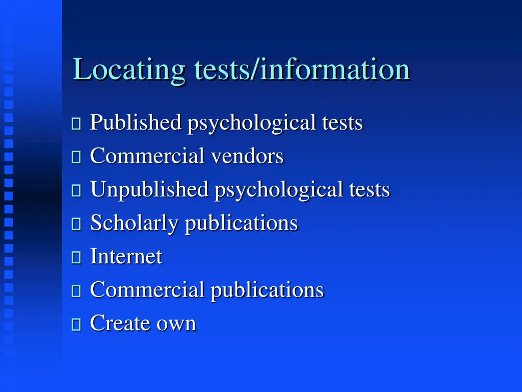 locating tests information