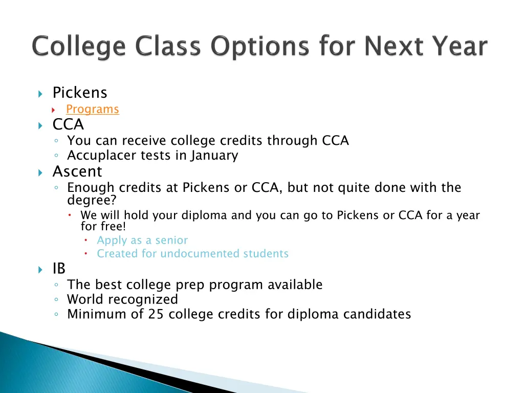 pickens programs cca you can receive college