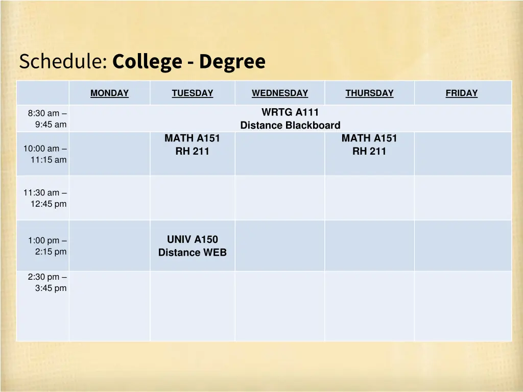 schedule college degree