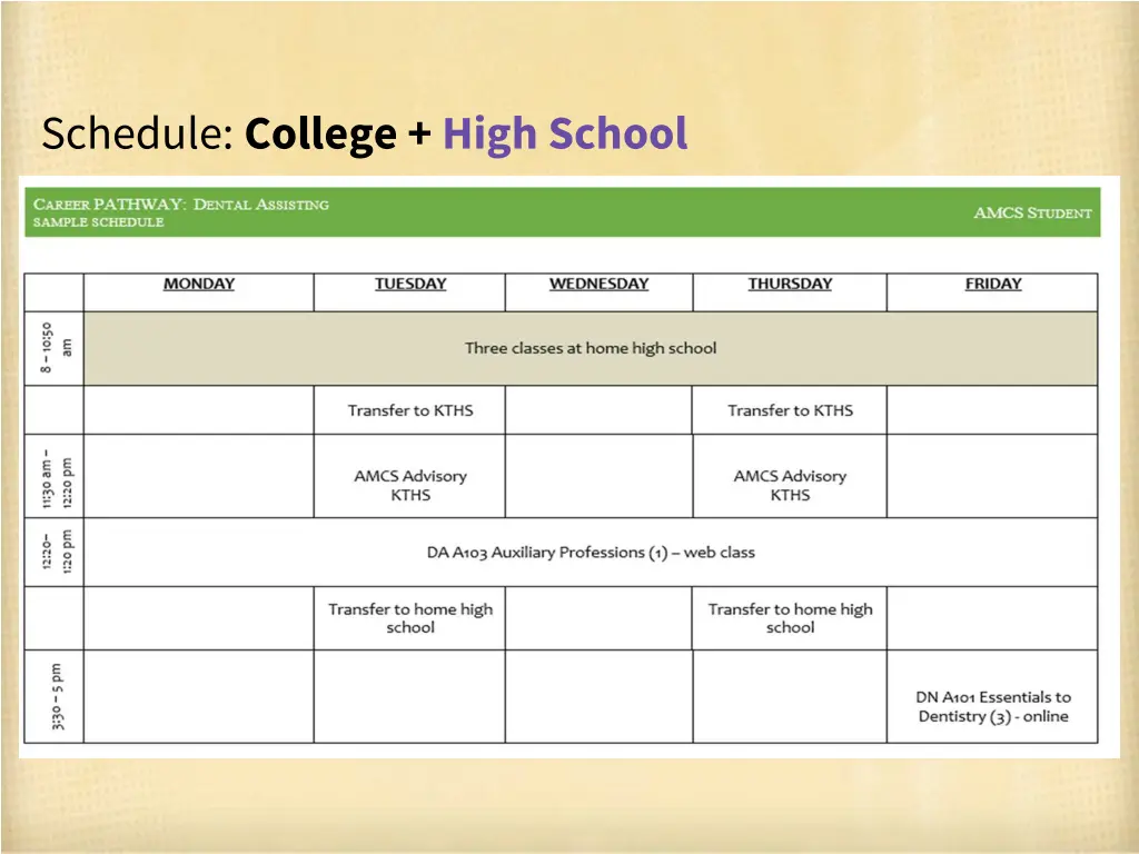 schedule college high school 1