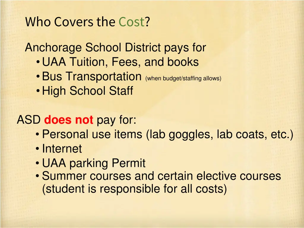 who covers the cost