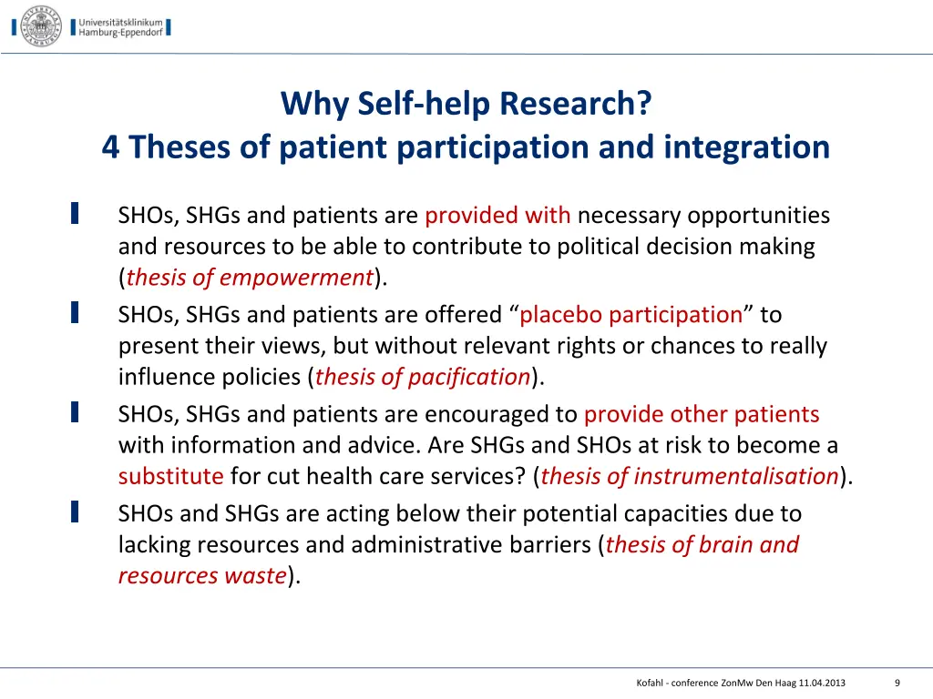 why self help research 4 theses of patient