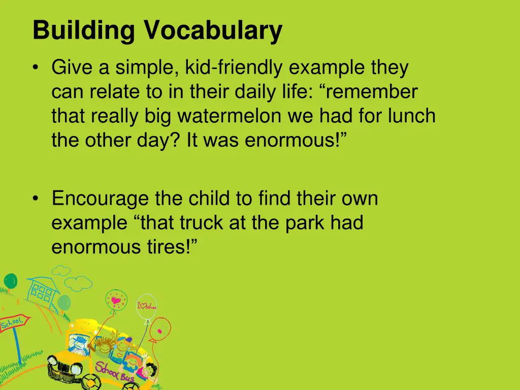 building vocabulary give a simple kid friendly