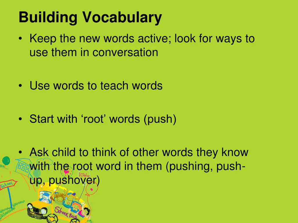 building vocabulary keep the new words active