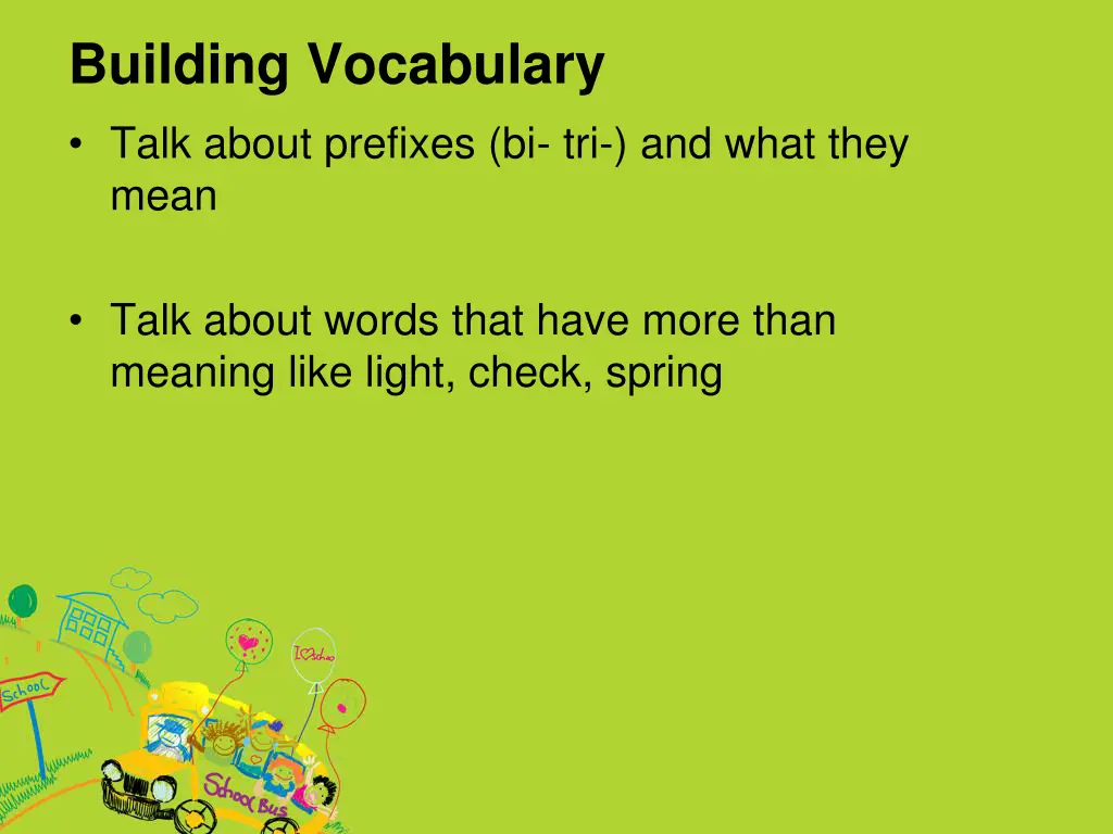 building vocabulary talk about prefixes