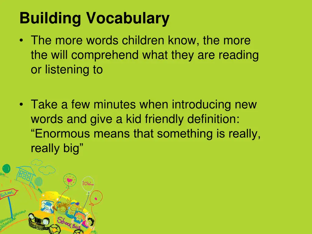 building vocabulary the more words children know