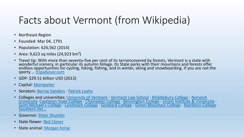 facts about vermont from wikipedia