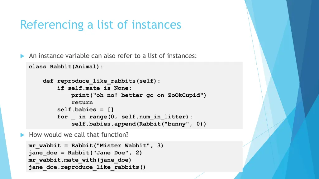 referencing a list of instances