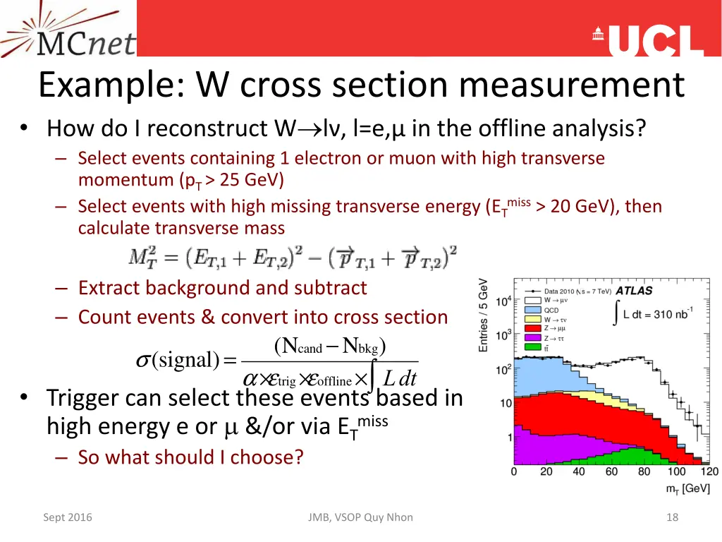 example w cross section measurement