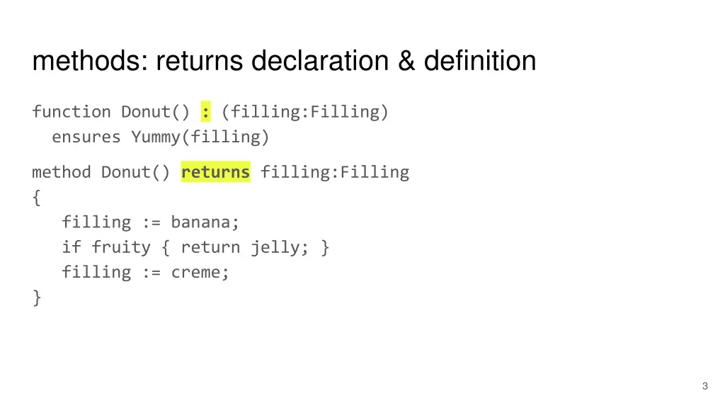 methods returns declaration definition