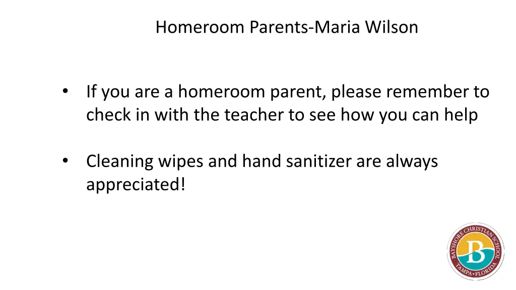 homeroom parents maria wilson