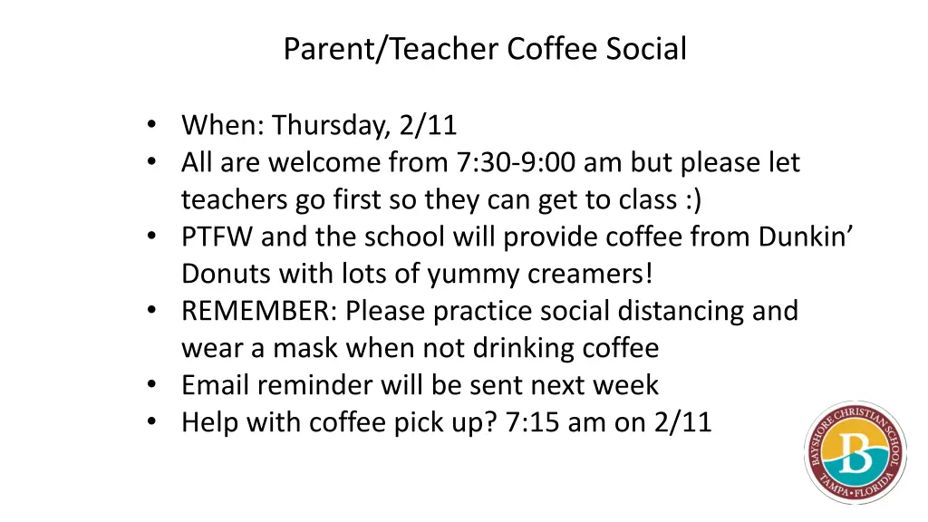 parent teacher coffee social