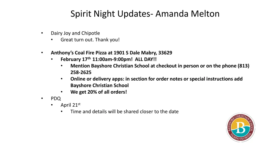 spirit night updates amanda melton