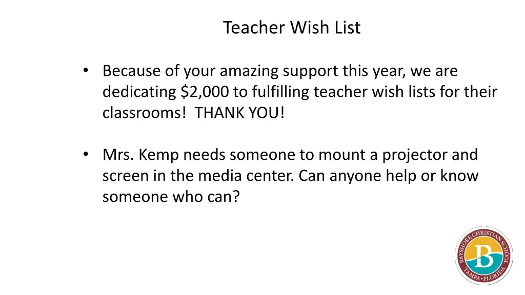 teacher wish list