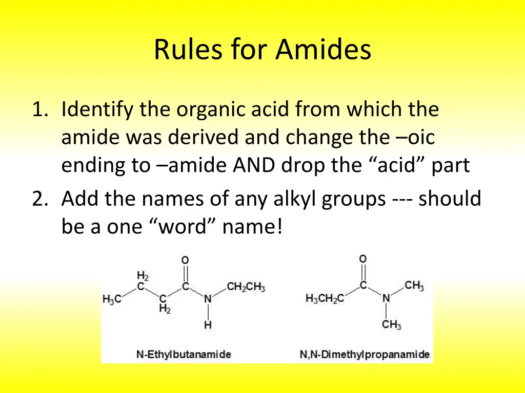 rules for amides