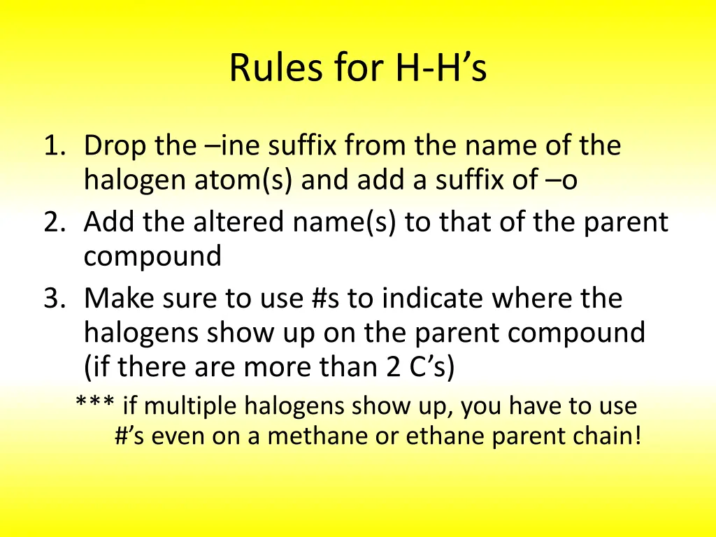 rules for h h s