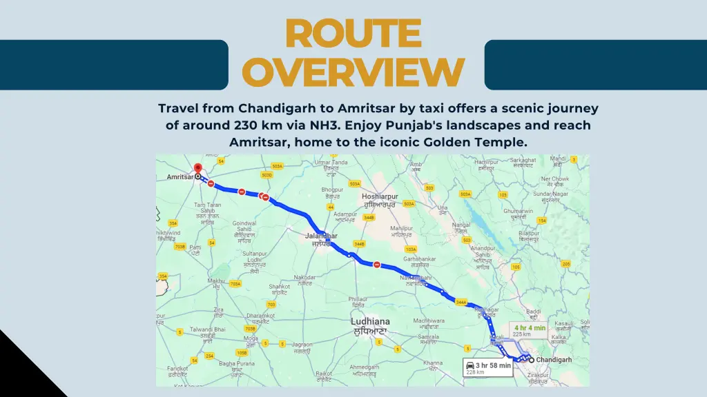 route overview travel from chandigarh to amritsar