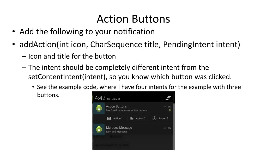 action buttons