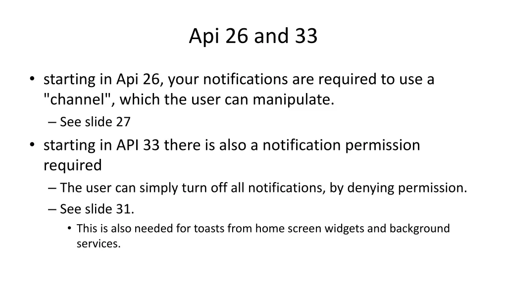 api 26 and 33